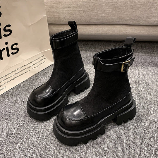 R&B | Canvas Kurzstiefel Dicksohlige Reißverschluss