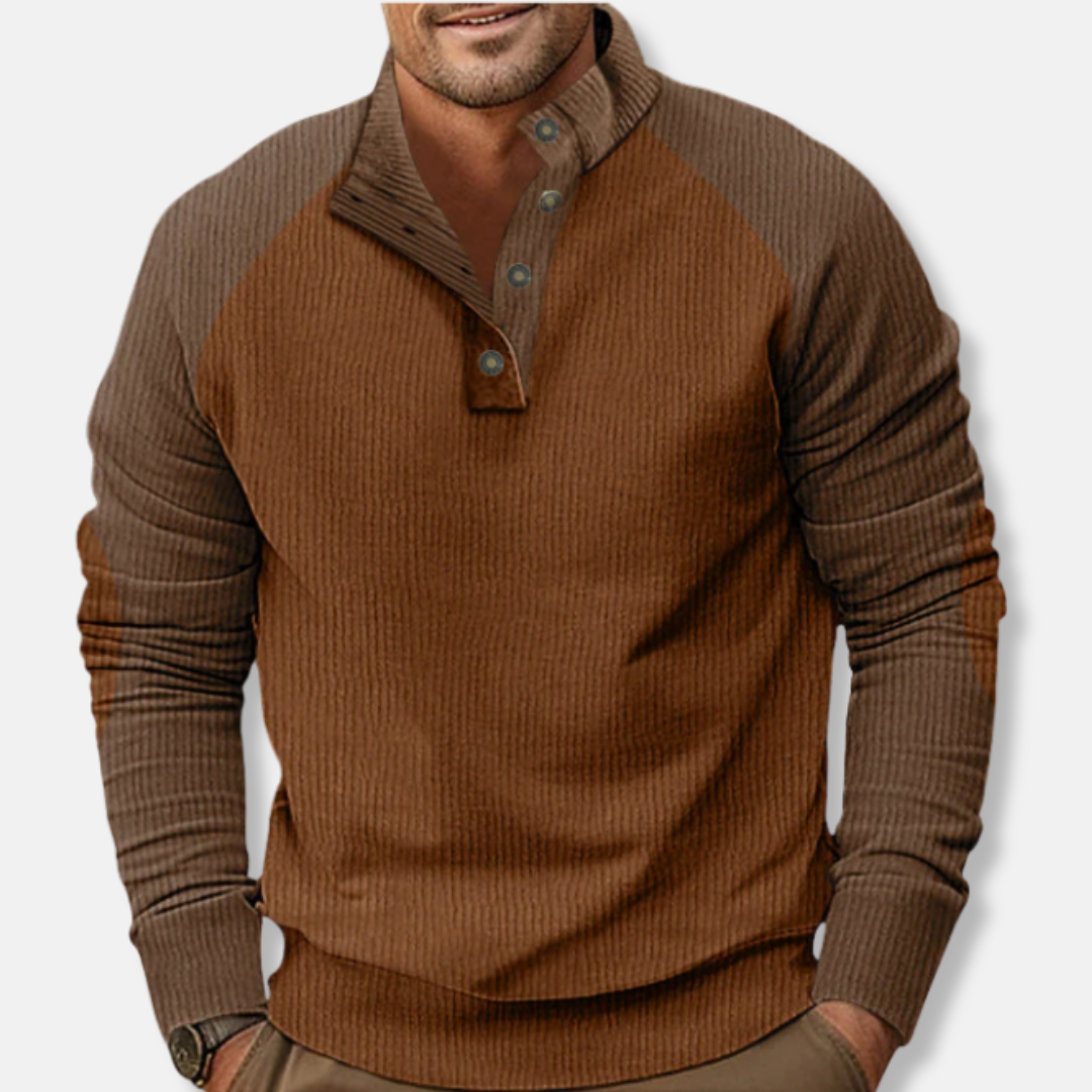 R&B | Baumwolle Stehkragen Pullover Raglan Ärmel Ripp Pullover