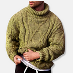 R&B | Rollkragen Wollmischung Lockere Passform Zopfmuster Pullover