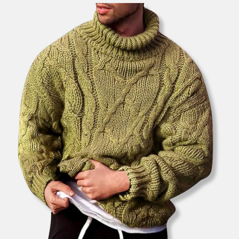 R&B | Rollkragen Wollmischung Lockere Passform Zopfmuster Pullover