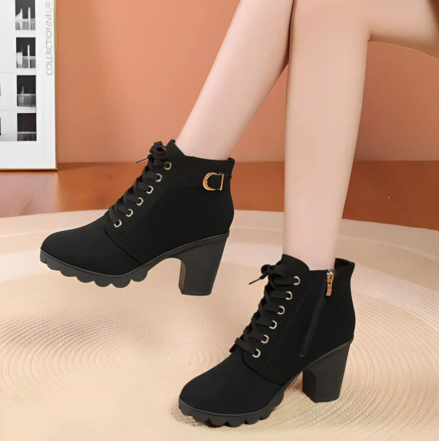R&B | Damen Schnür-Stiefeletten mit Absatz und dicker Sohle