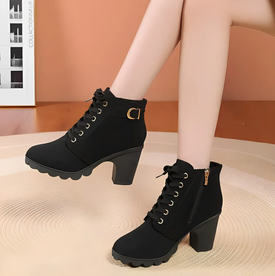 R&B | Damen Schnür-Stiefeletten mit Absatz und dicker Sohle