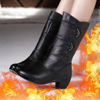 R&B | Damen Mid-Calf Plattform Keil Absatz Chunky Heel Stiefeletten