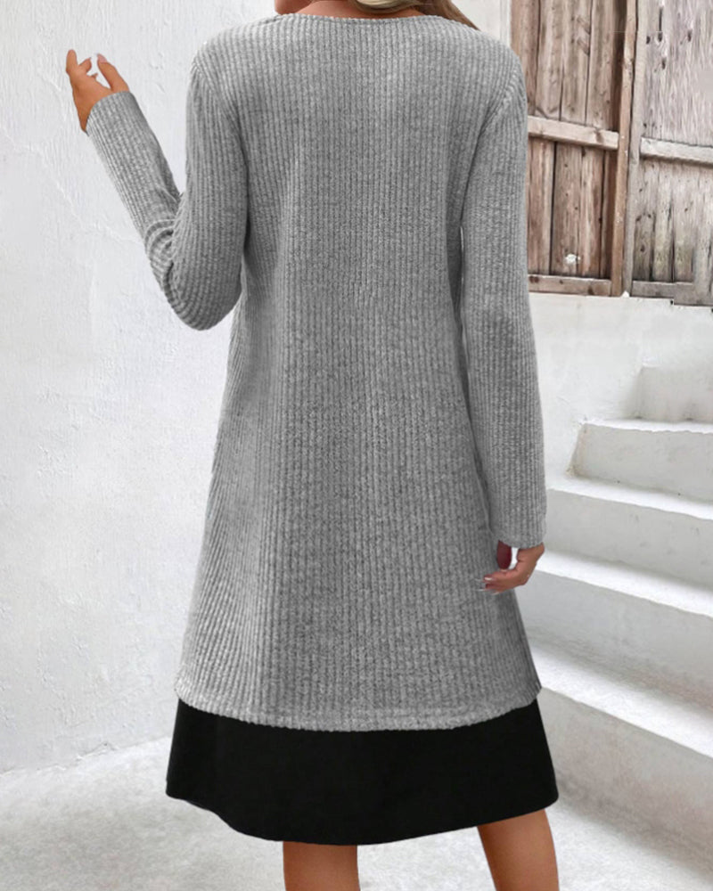 R&B | Rippenkleid mit Langen Ärmeln