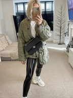 R&B | Trendy Olivgrüne Oversized Steppjacke für einen stilvollen Look Ideal für Herbst/Winter