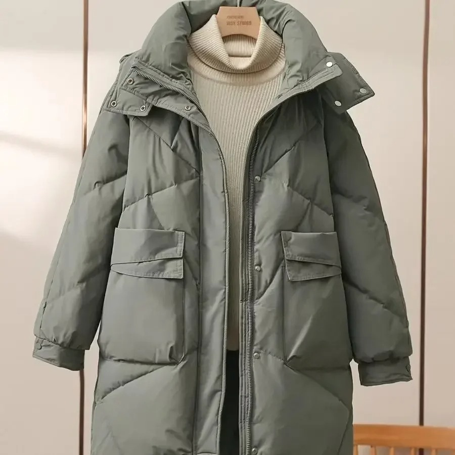 R&B | Stylische Graue Leichte Pufferjacke mit Umlegekragen für Frauen