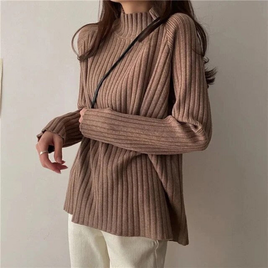R&B | Pullover mit hohem Kragen für Frauen Lang