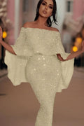 R&B | Off-Shoulder Glitzer Maxi Kleid