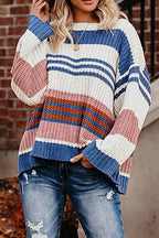 R&B | Pullover - Damen Winter Gestreifter Strickpullover