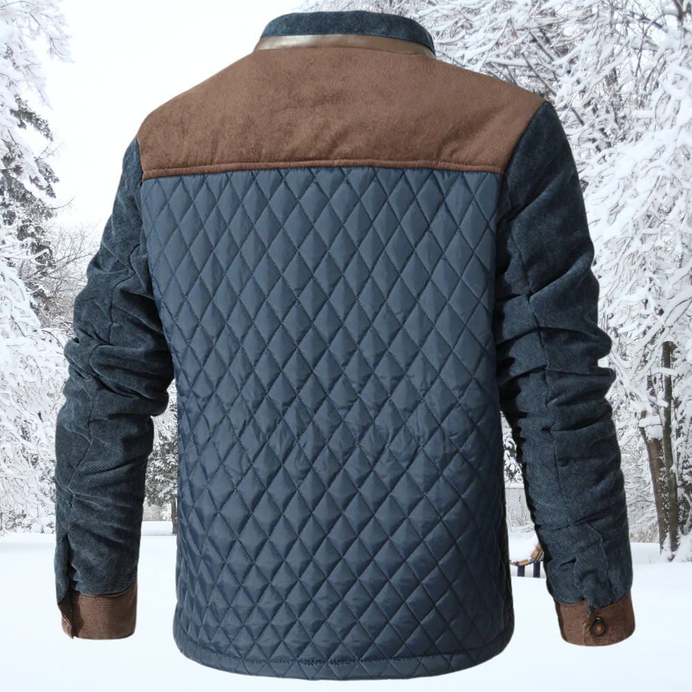 R&B | Gepolsterte Jacke Klassischer Kragen Knopfverschluss Kontrastierende Ärmel & Schultern