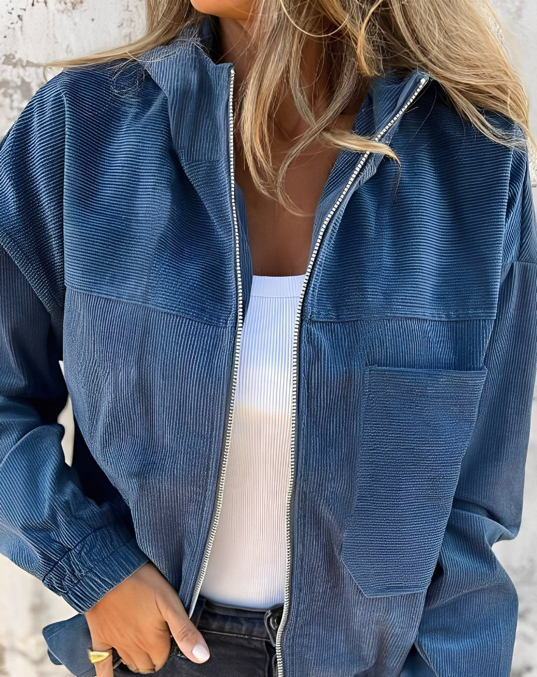 R&B | Lässige Cord-Jacke mit Kapuze für Frauen