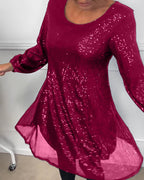 R&B | Elegante Laterne Ärmel Pailletten A-Linie