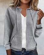Damen-Cardigan mit Kapuze und Reißverschluss