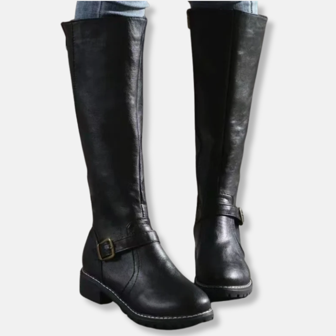 R&B | Stiefel - Lederähnliches Material - Knielanger Schaft - Doppelte Reißverschlussöffnung