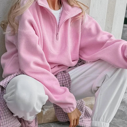 R&B | Kuscheliger Fleece-Pullover mit Reißverschluss