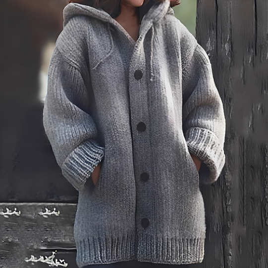 R&B | Bequemer Strickcardigan mit Kapuze für Frauen