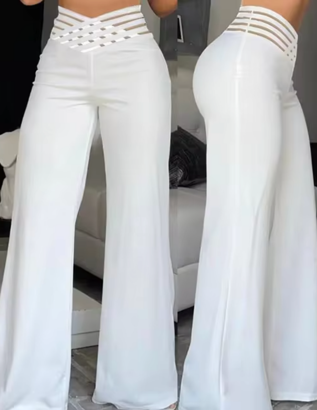 R&B | Hochtaillierte Flachbund-Hose mit Überkreuzten Beinen