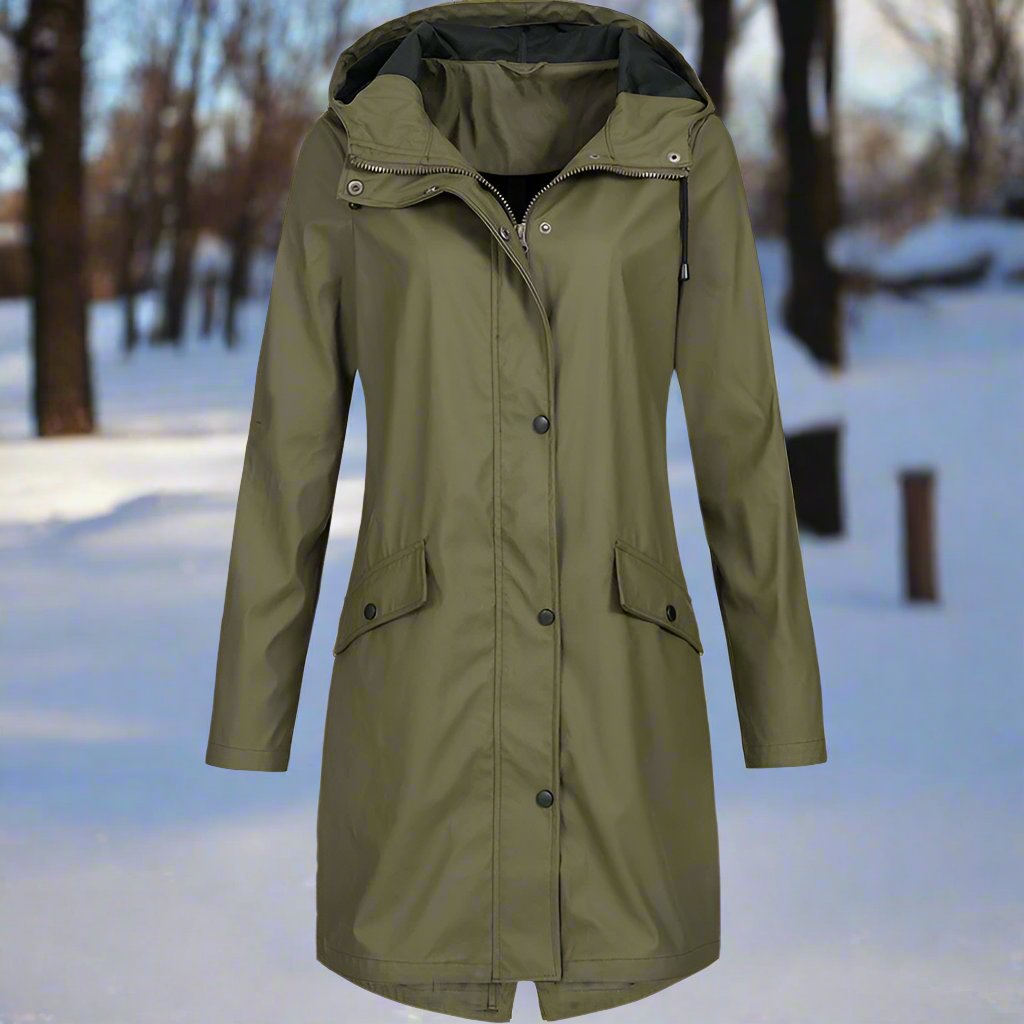 R&B | Kapuzen-Regenjacke - Lockere Passform Mid-Thigh Regenjacke