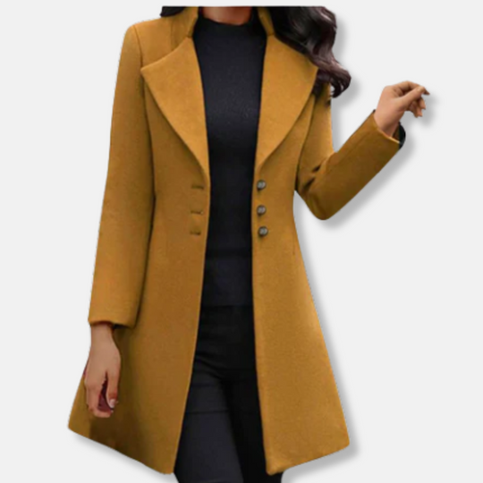 R&B | Mantel - Wolle - Slim Fit - Mittellang - Doppelreihiger Verschluss - Eingekerbter Revers