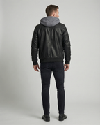 R&B | Lederjacke mit Kapuze für Männer