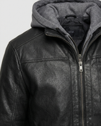 R&B | Lederjacke mit Kapuze für Männer
