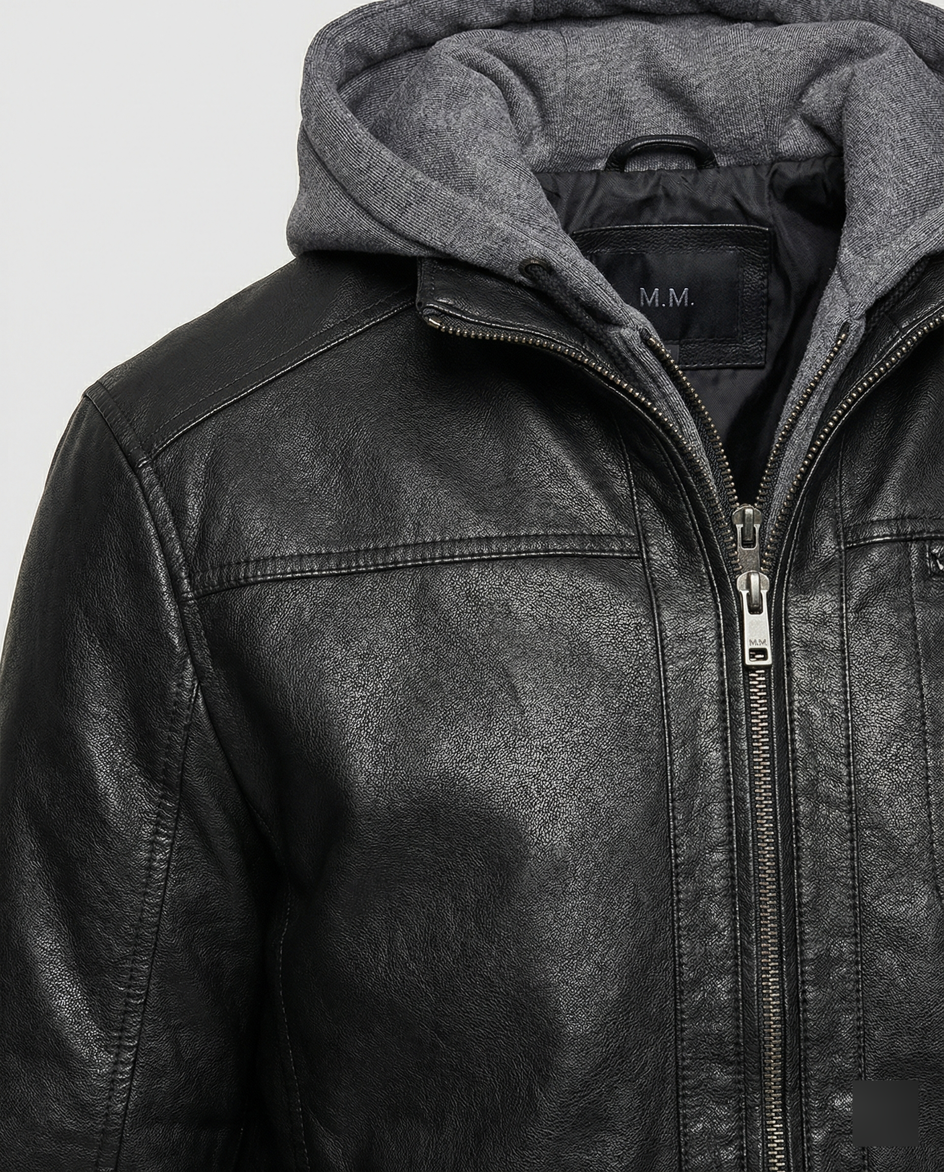 R&B | Lederjacke mit Kapuze für Männer