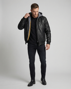 R&B | Lederjacke mit Kapuze für Männer