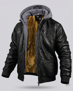 R&B | Lederjacke mit Kapuze für Männer