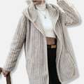 R&B | Fleece Übergroßer Cardigan Kapuzen-Rippstruktur-Cardigan