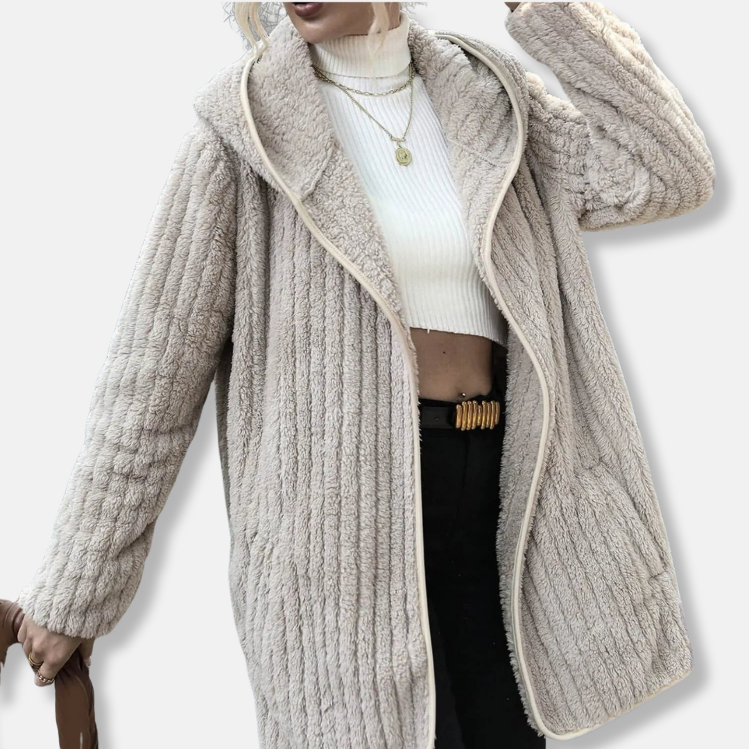 R&B | Fleece Übergroßer Cardigan Kapuzen-Rippstruktur-Cardigan
