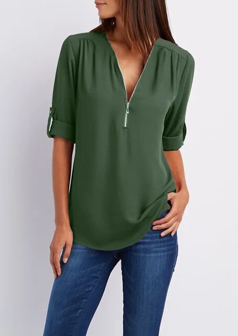 R&B | Chiffonbluse mit Reißverschluss
