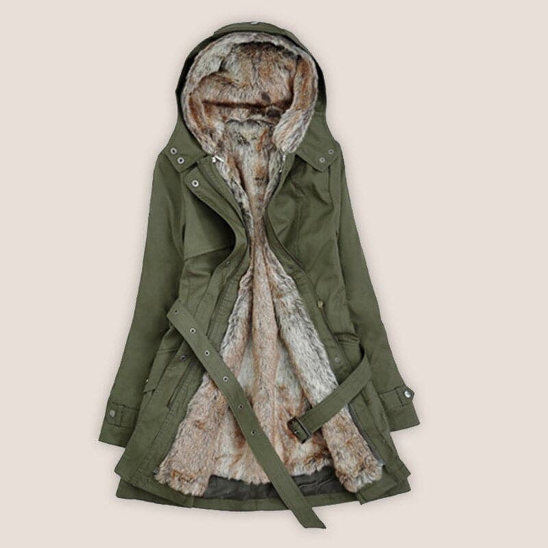 R&B | Kunstpelz gefütterter Parka Kapuze Mid Thigh Parka