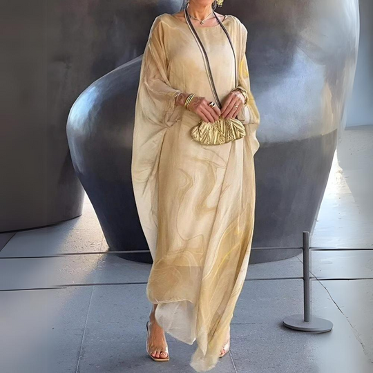 R&B | Bauchbedeckendes Seiden-Chiffon-Kleid