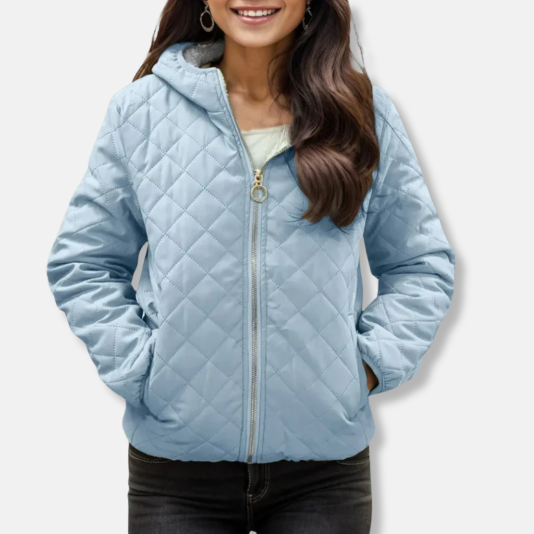 R&B | Gepolsterte Jacke - Lockere Passform - Diamantsteppung - Kapuze - Elastischer Saum