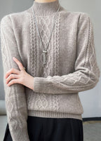 R&B | Gemütlicher Hoher Kragen Zopfmuster Pullover Ideal für den Winter