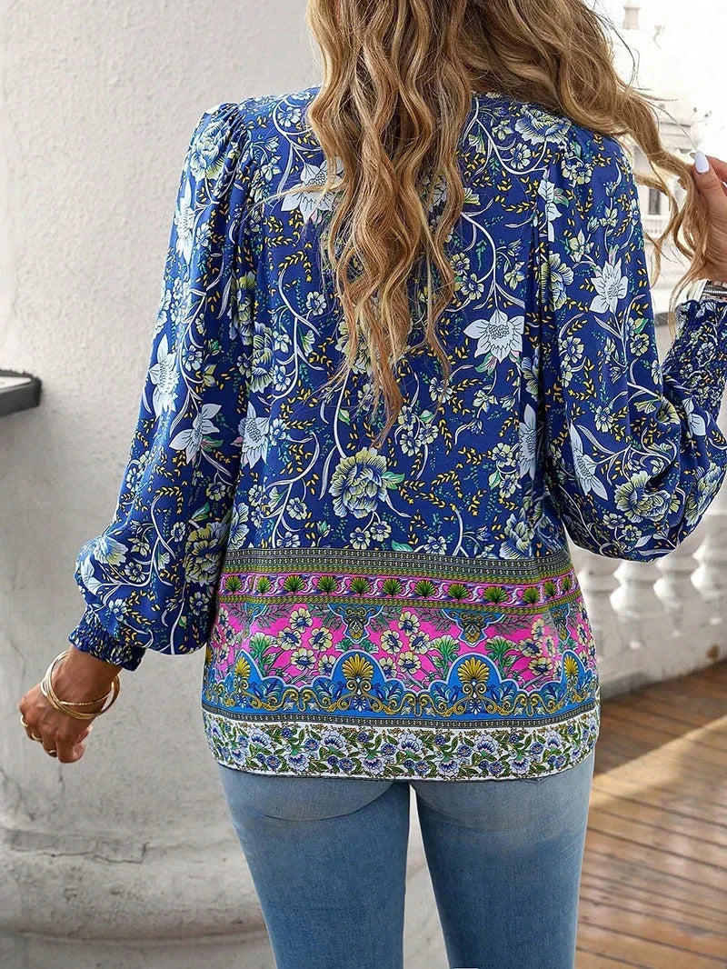 R&B | Blumenbluse Mit Langen Ärmeln Für Damen