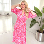 Damen Sommerkleid V-Ausschnitt Print