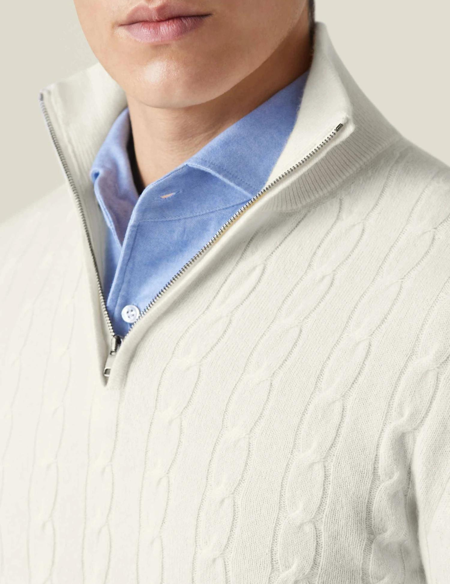 R&B | Zopfstrickpullover mit Reißverschluss - Eleganter Business & Freizeitpullover