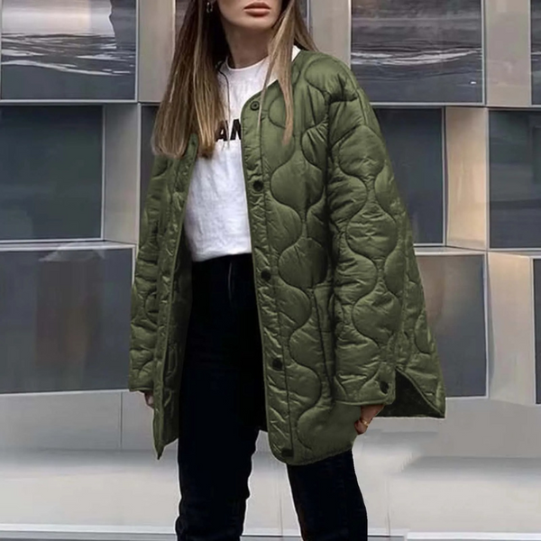 R&B | Lässige Rundhals-Steppjacke mit Karomuster und großen Taschen Ideal für Herbst/Winter