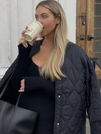 R&B | Elegante Langarm-Steppjacke mit Ein-Knopf-Verschluss Ideal für Herbst/Winter