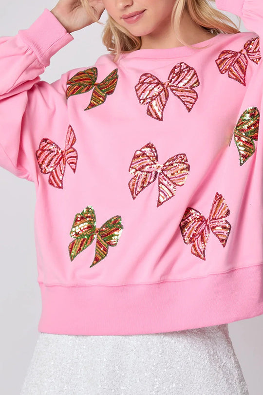 R&B | Weihnachtsbogen Pailletten Lockere Freizeit Langarm Sweatshirt