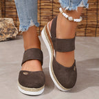 R&B | Damen Sandalen Auf Plattform: Rutschfest, Geschlossene Zehe, Elastischer Riemen