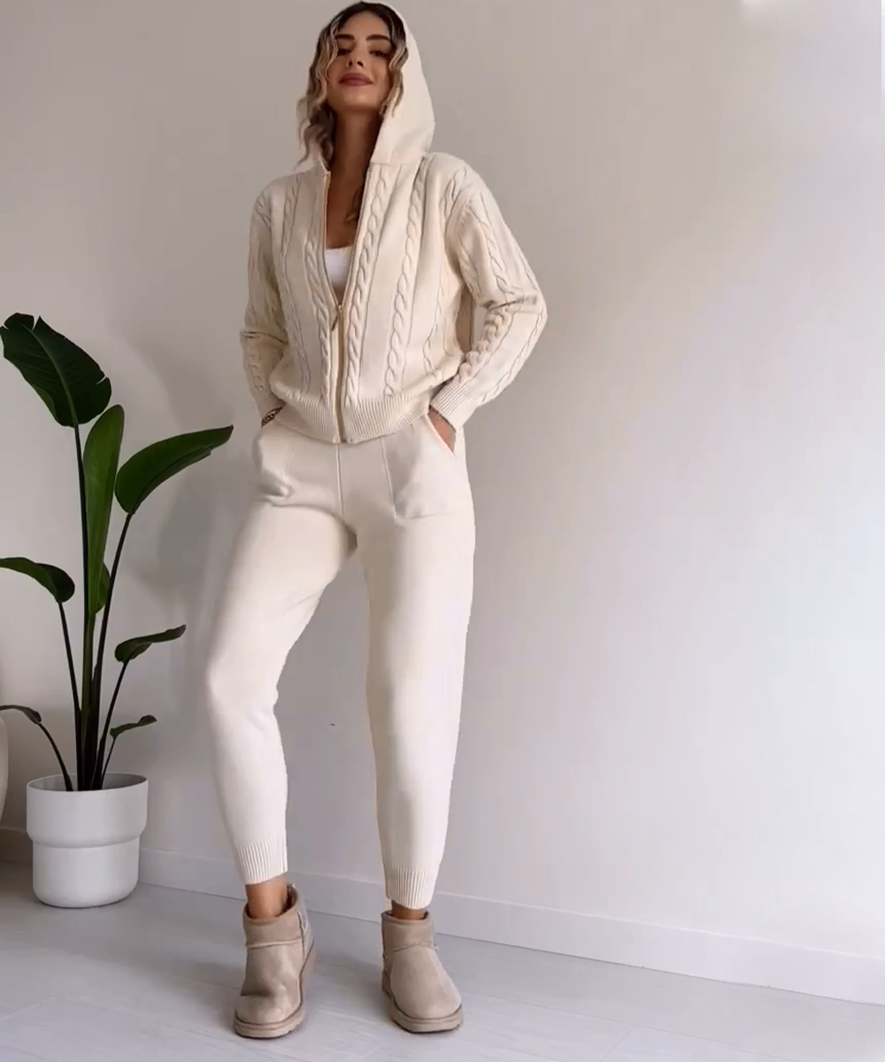 R&B | Zweiteiliges Set mit Cardigan und casual Jacquard-Strickpullover