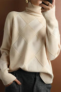 R&B | Pullover - Damen Diamant Strick Rollkragenpullover