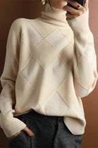 R&B | Pullover - Damen Diamant Strick Rollkragenpullover