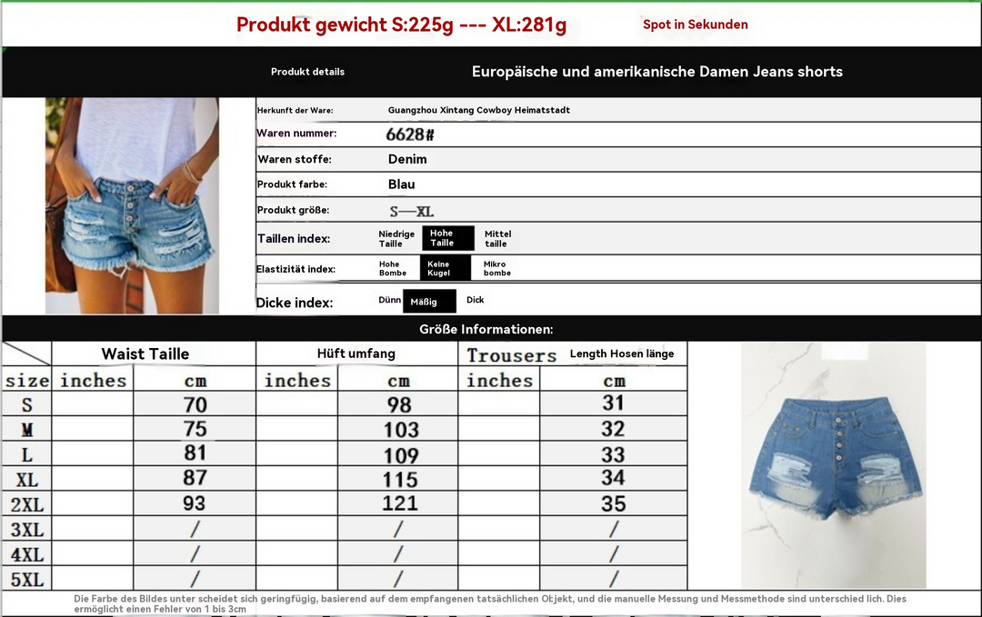R&B | Zerrissene Denim-Shorts mit hoher Taille und Fransen