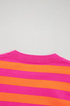 Stripe Schulterpolster Rundhals-Pullover