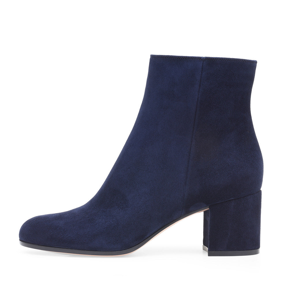 R&B | Damen Chunky Heel Rund-Toe Mittel-Hügel Stiefel