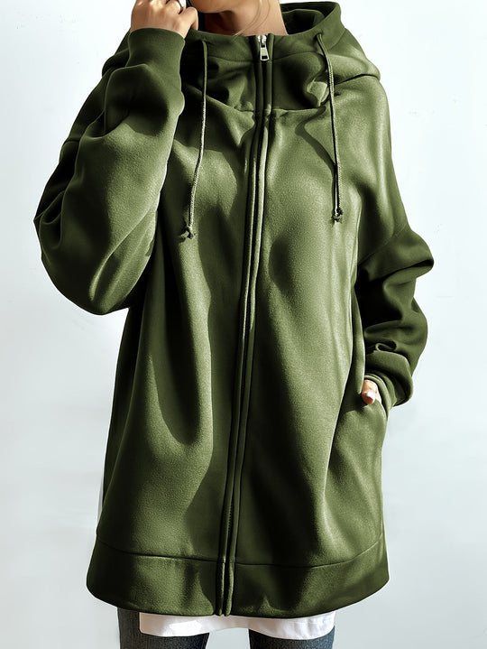 R&B | Comfort - Extrem Bequemer Langer Zip-Up-Plüsch-Hoodie mit Kapuze für Damen