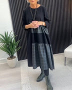 R&B | Kleid mit Kariertem Patchwork und Tasche